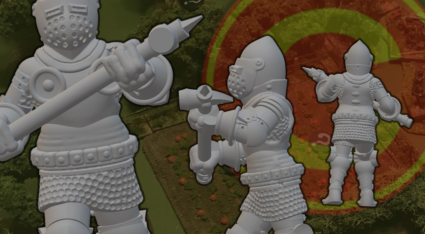 Medieval Knight Advancing with War Hammer